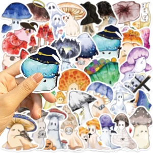 Waterproof Halloween mushroom and ghost stickers with watercolor finish for DIY decor
