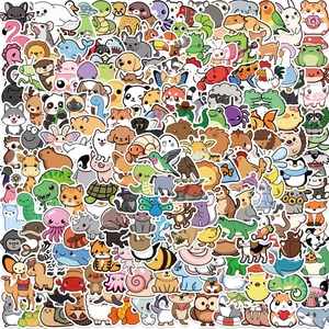 Waterproof Cartoon Animal Stickers Assorted Cute PVC Doodle Decals For Laptop Suitcase Guitar DIY Decorative Stickers For Kids Adults