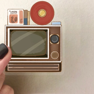 50 vintage TV stickers made of waterproof PET material for journals and laptops