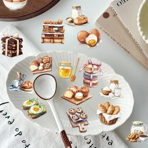 50pcs transparent waterproof PET watercolor food stickers for scrapbooking and DIY decor