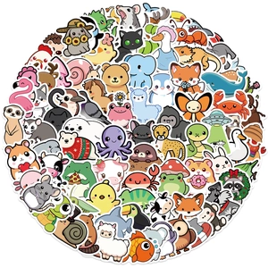 Detailed close-up of various colorful cartoon animal waterproof stickers for DIY decoration
