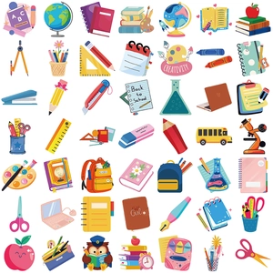 50pcs colorful cartoon back to school graffiti stickers for laptop and guitar