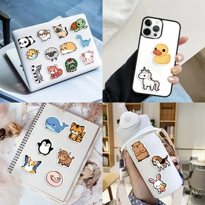 Waterproof cartoon animal stickers applied on laptop phone case water bottle and notebook