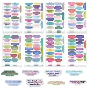 Set of 8 colorful Bible verse stickers in Morandi tones for DIY journals and phones