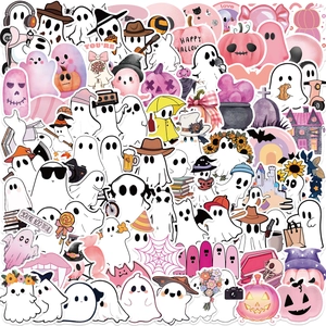 Cute Halloween Ghost Stickers PVC Waterproof Vinyl Decals For Laptop Suitcase Guitar Journal DIY Decorative Stickers