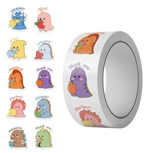 500 autocollants dinosaures colorés en rouleau pour scrapbooking et décoration d'enveloppe