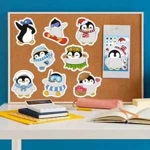 Cartoon penguin make-a-face stickers set with 8 styles for DIY scrapbooking and decoration