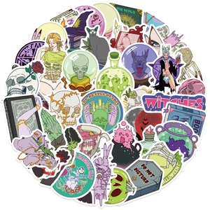 50 pieces of waterproof gothic witch stickers for DIY decoration of guitars and laptops