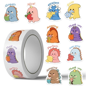 Autocollants Récompense Dinosaure Dessin Animé PVC Imperméable Étiquettes Encouragement Pour Enseignant Étudiant Papeterie École Décor