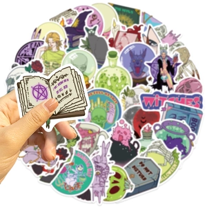50 pieces of waterproof cartoon witch graffiti stickers for laptop and guitar decoration