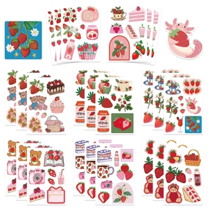 Korean Style Cute Strawberry Cartoon PVC Decorative Stickers DIY For Scrapbooking Journal Phone Case Laptop Stationery Crafts Decoration