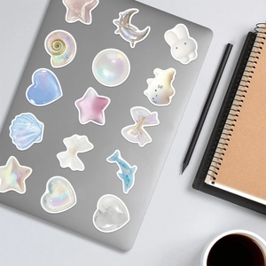 50pcs cute iridescent galaxy theme stickers for decorating laptops and guitars