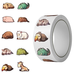 Cute Cartoon Sleeping Animal Stickers For Journal Decoration Envelope Sealing Bulk Waterproof Self-Adhesive Label Decals For Kids Students Stationery Supplies