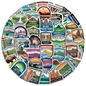 Thème Parc National Autocollants En Vinyle Imperméables DécalcomANIES Pour Ordinateur Portable Bouteille D'Eau Bagages Scrapbook Pack De Stickers Mignons