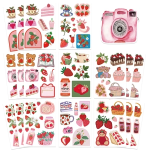 Cute Korean style strawberry cartoon sticker sheets for DIY scrapbooking and decoration