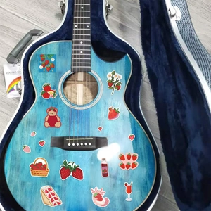Cute Korean strawberry cartoon stickers set for DIY decor on guitar and phone case