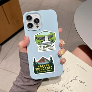Autocollants étanches des parcs nationaux sur coque de téléphone bleu clair pour DIY