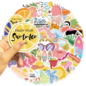 Lot de 50 autocollants imperméables Summer Chill Vibes pour ordinateur et guitare