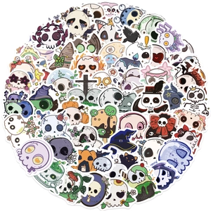60pcs Groovy Skull waterproof PVC stickers for guitar, laptop and luggage decoration