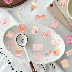 50 Stück süße rosa Cartoon-Herz-Aufkleber für Scrapbooking und Laptop-Dekoration