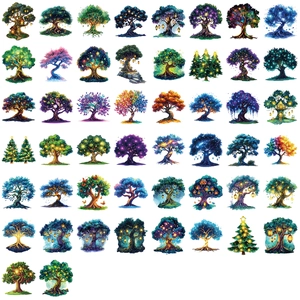 50pcs waterproof transparent PET magic tree stickers for scrapbooking and decoration