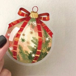 Waterproof transparent PET Christmas bell stickers for scrapbooking and DIY decor