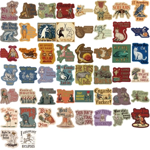 50pcs surreal medieval weird doodle stickers for laptop guitar and luggage decor