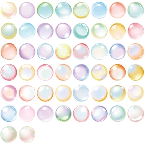 50 pieces of colorful transparent watercolor bubble stickers for DIY craft decoration