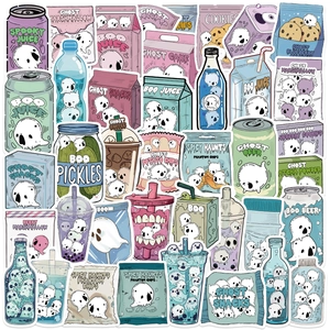 Halloween Ghost Food Drink Theme Waterproof PVC Stickers Decals For Laptop Luggage Guitar DIY Cartoon Decoration