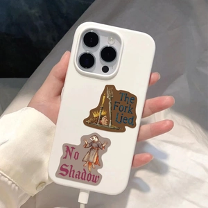 Smartphone case featuring surreal medieval graffiti stickers with unique artistic illustrations