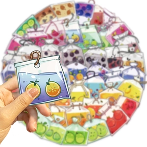 Gros plan sur des autocollants en PET transparent de thé aux fruits pour scrapbooking
