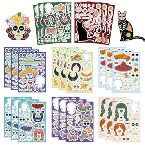 Dag Van De Doden DIY Stickers PVC Waterdicht Schedel Masker Sombrero Floral Decoratieve Decals Voor Mexicaanse Festival Feest Kinderen