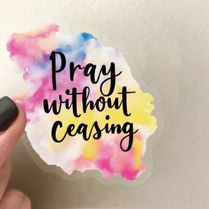 Autocollant PET étanche avec design aquarelle 'Pray without ceasing' pour journaux