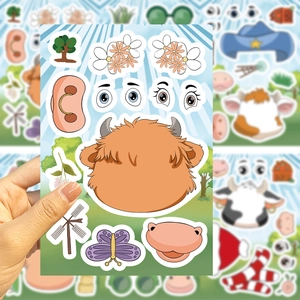 Adesivi fai-da-te mucca della fattoria impermeabili per lavoretti bambini e puzzle creativo
