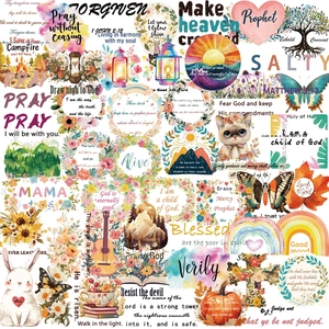 Autocollants Transparents en PET Imperméables Dessins Animés Citations Inspirantes Florales Animaux Décalcomanies pour Scrapbooking Journal Ordinateur Guitare Décor