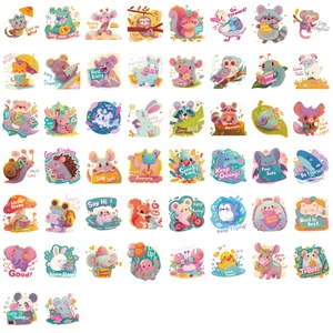 Lot de 50 autocollants animaux mignons imperméables avec citations pour ordinateurs