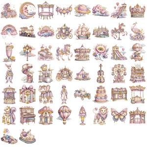 Set of 50 dream carousel unicorn stickers waterproof PET material for journal decoration