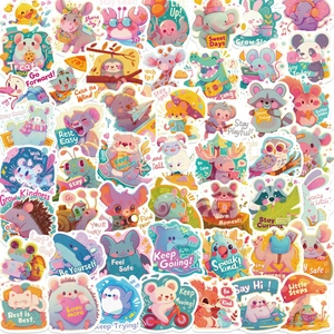 Autocollants Animaux Dessin Animé Imperméables PVC Mat Décalcomanies Pour Ordinateur Portable Bagages Guitare DIY Scrapbooking Mignon Citation