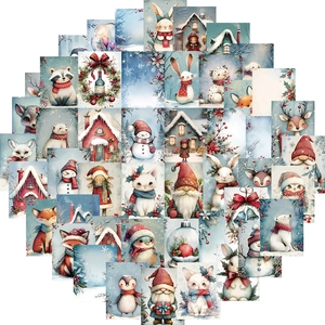50 pieces of waterproof winter snowman and animal stickers for laptop and guitar DIY decoration