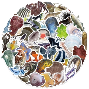 Pack de 50 stickers de créatures marines étanches pour décorer ordinateur et guitare
