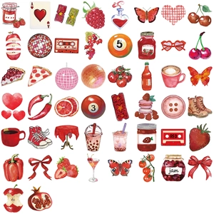 Lot de 50 autocollants rouges Cherry Downtown pour ordinateurs et valises décoration