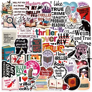 Thriller Book Theme Stickers Waterproof PVC Vinyl Mystery Crime Decals For Laptop Guitar Suitcase Mystery Lover Gift