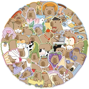 Lot de 50 autocollants de capybara imperméables pour décorer ordinateur et guitare