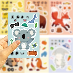 DIY cartoon animal facial expression sticker kit for kids featuring a koala design