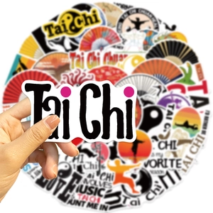 Close-up of waterproof Tai Chi graffiti sticker held by hand showing detailed pattern