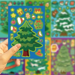 DIY kerstboom stickers voor kinderen, waterbestendige knutselset met gezichtjes