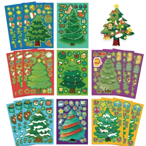 DIY Kerstboom stickers set met feestelijke decoraties voor knutselactiviteiten