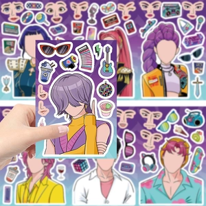 Stickers puzzle DIY anime personnalisables avec personnages et accessoires étanches