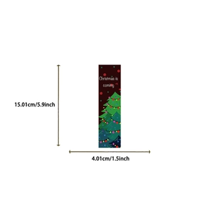 Detailed size specifications for Christmas tree bookmark showing dimensions 15.01cm by 4.01cm