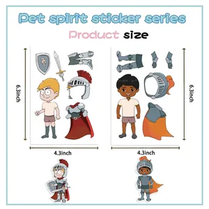 DIY knight theme puzzle stickers with waterproof cartoon armor and weapon accessories
